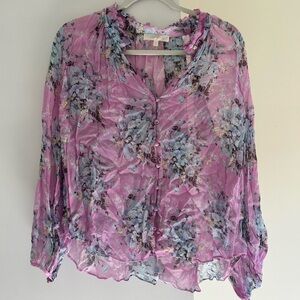 LoveShackFancy button down floral blouse
